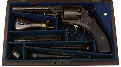 Lot 318 - A CASED 54-BORE FIVE-SHOT WEBLEY SOLID FRAME PERCUSSION REVOLVER