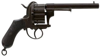 Lot 511 - A SCARCE IRISH TEN-SHOT 12MM PINFIRE REVOLVER BY CALDERWOOD & SON