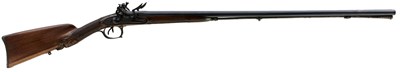 Lot 580 - A 22-BORE DOUBLE BARRELLED FLINTLOCK SPORTING GUN