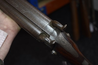 Lot 589 - A 14-BORE DOUBLE BARRELLED PERCUSSION SILVER MOUNTED SPORTING GUN BY JOHN MANTON & SON