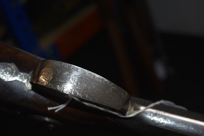 Lot 589 - A 14-BORE DOUBLE BARRELLED PERCUSSION SILVER MOUNTED SPORTING GUN BY JOHN MANTON & SON