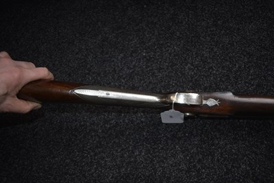 Lot 589 - A 14-BORE DOUBLE BARRELLED PERCUSSION SILVER MOUNTED SPORTING GUN BY JOHN MANTON & SON