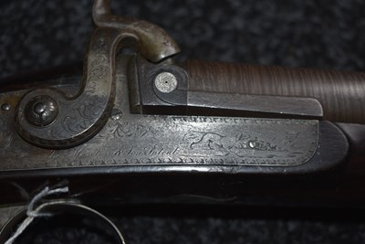 Lot 589 - A 14-BORE DOUBLE BARRELLED PERCUSSION SILVER MOUNTED SPORTING GUN BY JOHN MANTON & SON