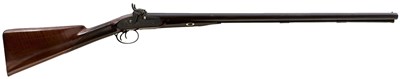 Lot 595 - A 16-BORE DOUBLE BARRELLED PERCUSSION SPORTING GUN BY SMITH