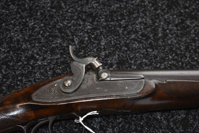 Lot 595 - A 16-BORE DOUBLE BARRELLED PERCUSSION SPORTING GUN BY SMITH