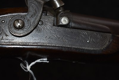 Lot 595 - A 16-BORE DOUBLE BARRELLED PERCUSSION SPORTING GUN BY SMITH