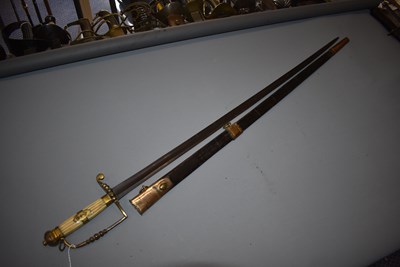 Lot 12 - A NAVAL OFFICER'S FIVE BALL HILTED SPADROON