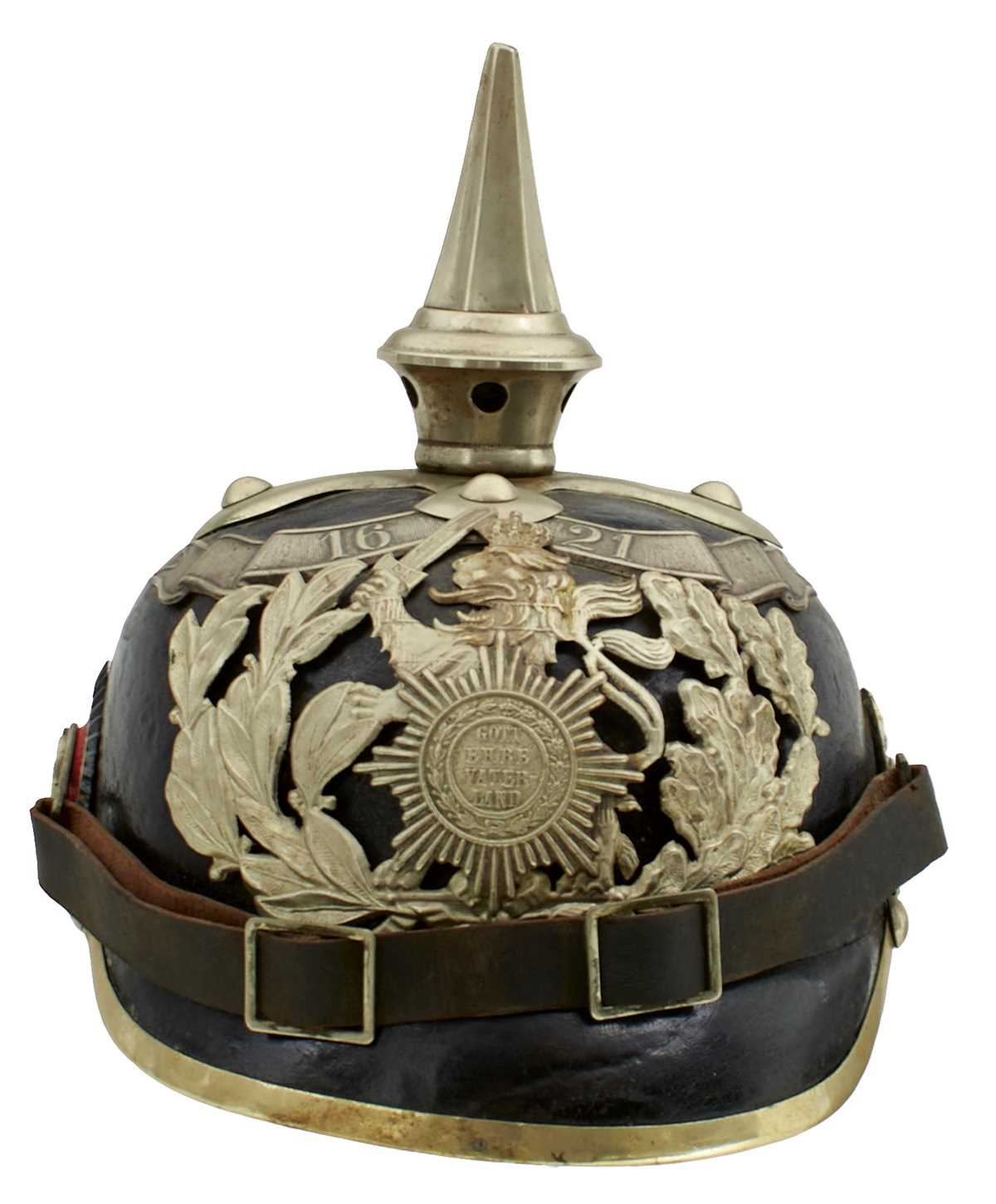 Lot 716 - A RARE HESSE LEIB-GARDE INFANTRY OTHER RANK'S PICKELHAUBE