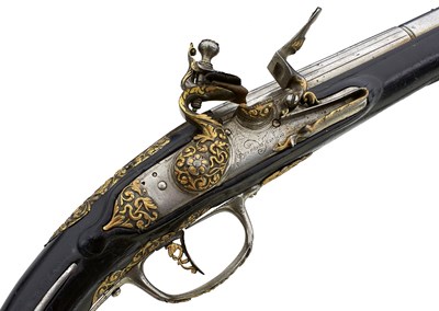 Lot 603 - A 40-BORE 17TH CENTURY BRESCIAN HOLSTER PISTOL