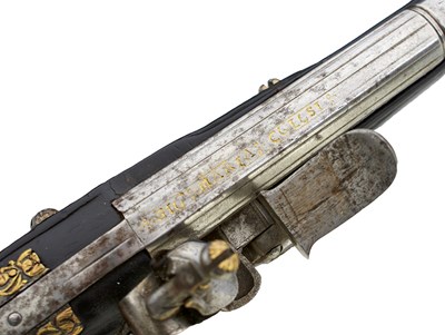 Lot 603 - A 40-BORE 17TH CENTURY BRESCIAN HOLSTER PISTOL