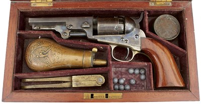 Lot 640 - A CRISP CASED .31 CALIBRE FIVE-SHOT PERCUSSION COLT POCKET REVOLVER