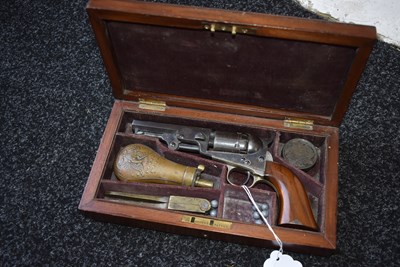 Lot 640 - A CRISP CASED .31 CALIBRE FIVE-SHOT PERCUSSION COLT POCKET REVOLVER