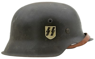 Lot 744 - A THIRD REICH SS SINGLE DECAL M1942 HELMET