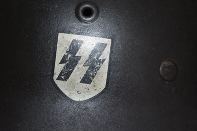 Lot 744 - A THIRD REICH SS SINGLE DECAL M1942 HELMET