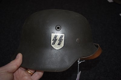 Lot 744 - A THIRD REICH SS SINGLE DECAL M1942 HELMET