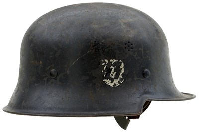 Lot 743 - A THIRD REICH SS DOUBLE DECAL CIVIC HELMET