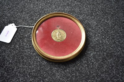 Lot 115 - A FRAMED ALEXANDER DAVISON'S 1798 GILT BRONZE NILE MEDAL TO JOSEPH DUNT HMS DEFENCE