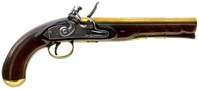 Lot 626 - A 20-BORE FLINTLOCK ROYAL MAIL COACH PISTOL BY HARDING