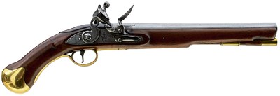 Lot 625 - A GOOD FLINTLOCK LONG SEA SERVICE PISTOL