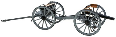 Lot 443 - A GOOD SCRATCH BUILT MODEL OF A 16 POUNDER RIFLED MUZZLE LOADING CANNON AND LIMBER