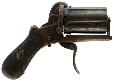 Lot 651 - A 7MM SIX-SHOT PINFIRE PEPPERBOX REVOLVER