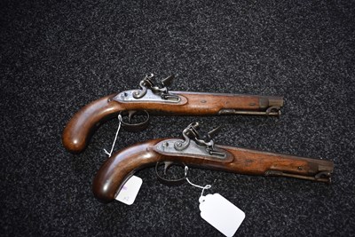 Lot 628 - A PAIR OF .650 CALIBRE FLINTLOCK OFFICER'S PISTOLS BY HENRY NOCK