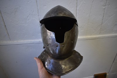 Lot 390 - A 17TH CENTURY ENGLISH CLOSE HELMET OF TOTENKOPF OR SAVOYARD FORM