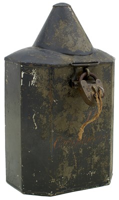 Lot 460 - A SCARCE BOTTLE FORM POWDER MAGAZINE