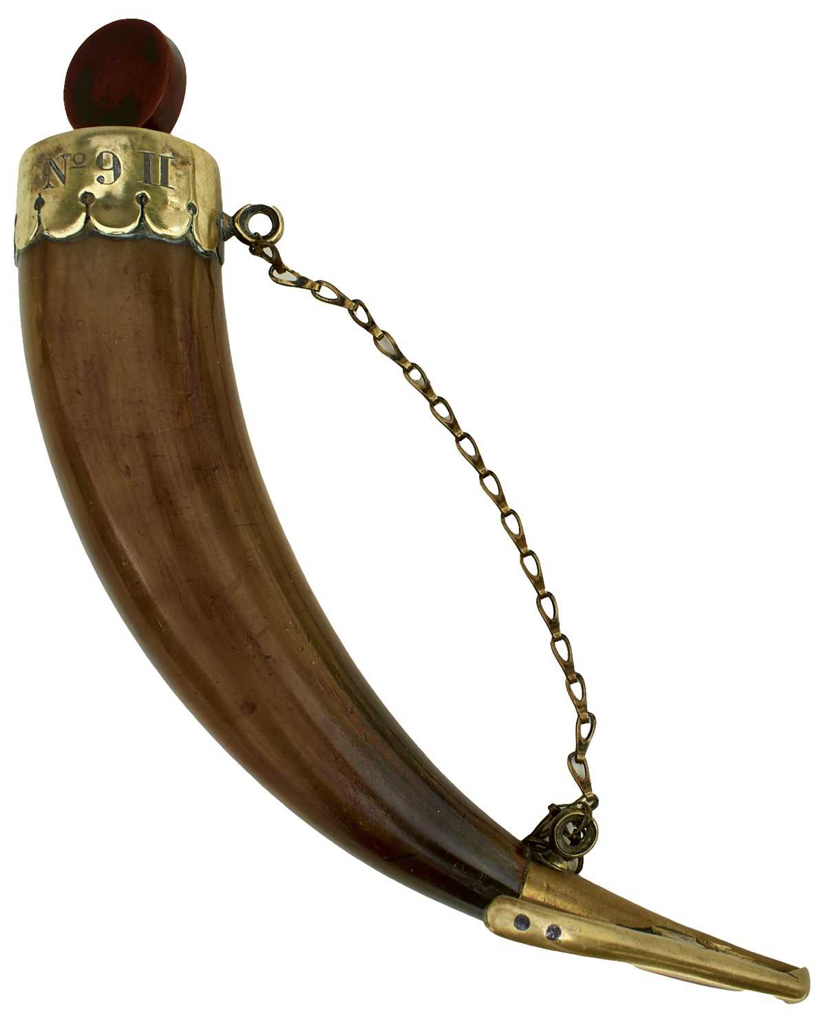 Lot 400 - OLD REF 157-20_M24 A CRIMEAN WAR PERIOD RUSSIAN NAVAL GUNNER'S POWDER HORN