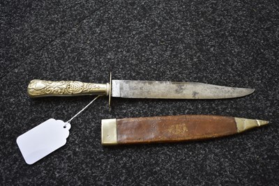 Lot 841 - A LARGE BOWIE KNIFE BY EDWARD BARNES