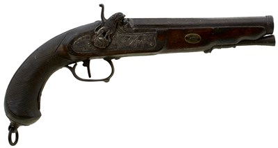 Lot 621 - A .650 CALIBRE CARBINE BORE SPANISH PERCUSSION OFFICER'S PISTOL