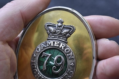 Lot 767 - AN OFFICER'S SHOULDER BELT PLATE TO THE 79TH REGIMENT OF FOOT (CAMERON HIGHLANDERS)