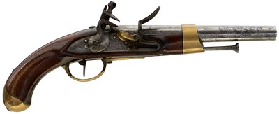 Lot 546 - AN EXTREMELY RARE .700 CALIBRE FRENCH FLINTLOCK MODEL 1786 SEA SERVICE PISTOL