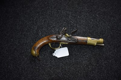 Lot 499 - A RARE .650 CALIBRE FRENCH FLINTLOCK AN IX CAVALRY PISTOL