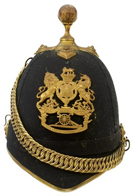 Lot 744 - A VICTORIAN ROYAL ARTILLERY SCOTTISH DIVISON OFFICER'S BLUE CLOTH HELMET