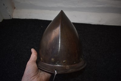 Lot 397 - A 16TH CENTURY ITALIAN CABASET HELMET IN THE SPANISH FASHION