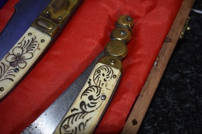 Lot 851 - A CASED PAIR OF 19TH CENTURY SPANISH NAVAJA OR POCKET KNIVES