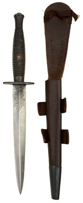 Lot 891 - A WILKINSON MARKED THIRD PATTERN COMMANDO KNIFE OR DAGGER