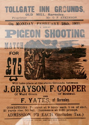 Lot 492 - A VERY RARE LIVE PIGEON SHOOTING MATCH POSTER