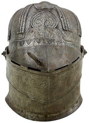 Lot 416 - A CLOSE HELMET FOR THE TOURNEY IN THE SOUTH GERMAN MANNER