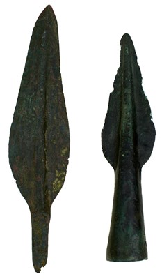 Lot 832 - TWO BRONZE AGE SPEAR HEADS