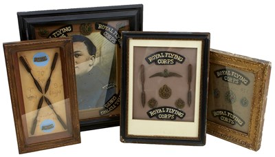 Lot 806 - A COLLECTION OF FRAMED AND GLAZED ROYAL FLYING CORPS INSIGNIA