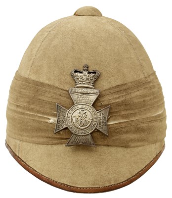 Lot 746 - A FOUR PANEL KING'S ROYAL RIFLE CORPS FOREIGN SERVICE HELMET