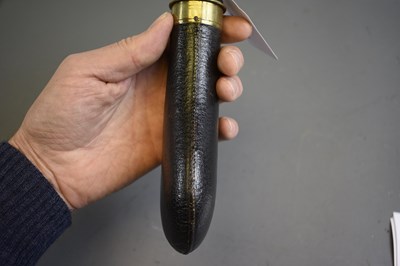 Lot 444 - A LEATHER COVERED GUN OR RIFLE FLASK