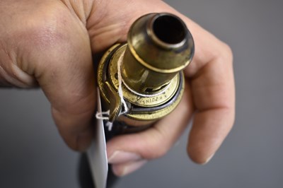Lot 444 - A LEATHER COVERED GUN OR RIFLE FLASK