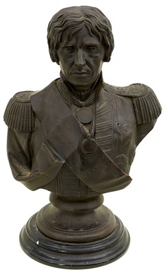 Lot 104 - A BRONZED SPELTER BUST OF HORATIO NELSON