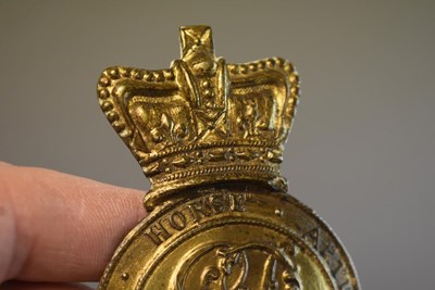 Lot 797 - COPY ROYAL HORSE ARTILLERY SIDE BADGE FOR THE FUR CRESTED LEATHER HELMET, C.1793-1822.