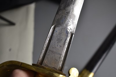 Lot A GOOD VICTORIAN NAVAL OFFICER'S SWORD WITH BROADSWORD BLADE