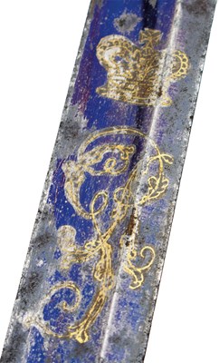 Lot 212 - A GEORGIAN NAVAL OFFICER'S FIVE BALL SPADROON OR SWORD