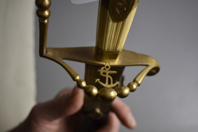 Lot 212 - A GEORGIAN NAVAL OFFICER'S FIVE BALL SPADROON OR SWORD